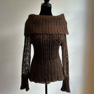 Wet Seal Bronze Metallic Off Shoulder Sweater